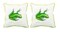 Pair of Betsy Drake Green Treefrog Large Pillows 18 Inch x 18 Inch